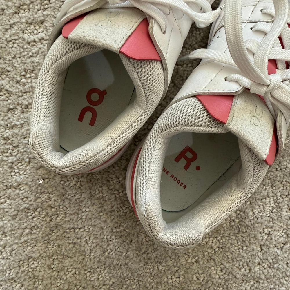ON RUNNING THE‎ ROGER CLUBHOUSE SNEAKERS ROSEWOOD SAMPLE Women 7.5 LEATHER WHITE - Picture 10 of 12